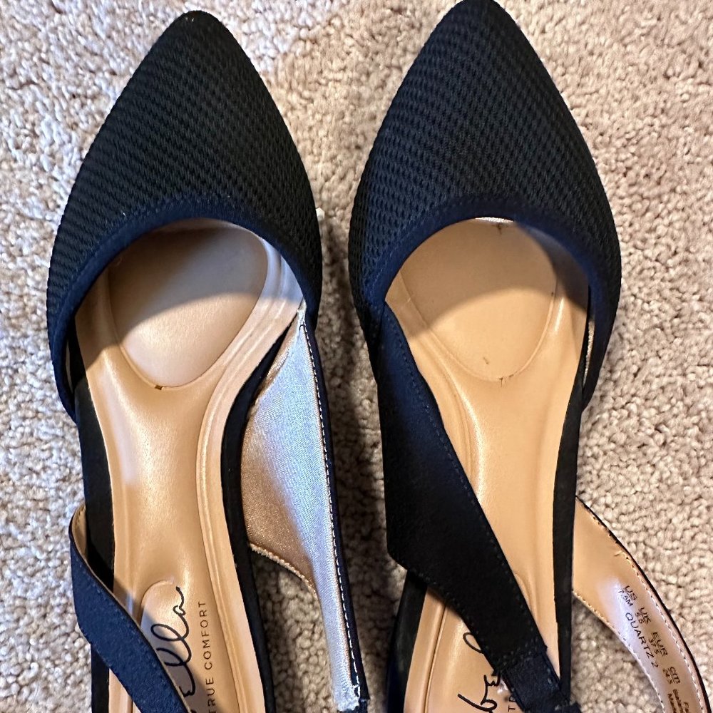 Black Pointed Toe Slingback Flats